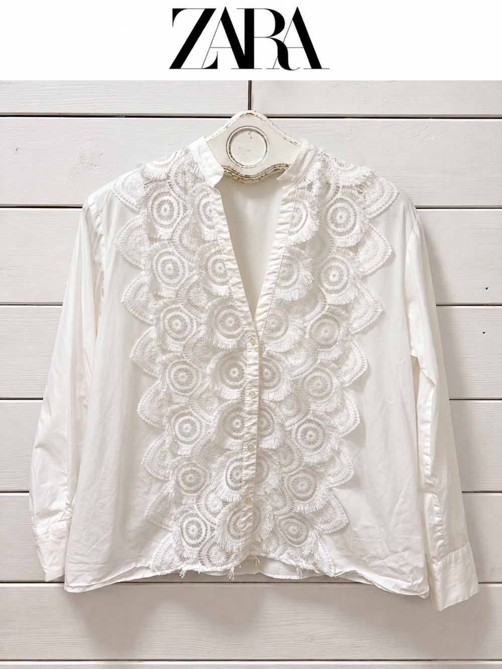 ZARA – White Crochet Lace Blouse – Size S